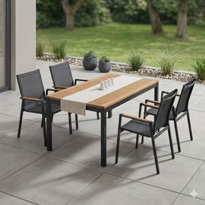 Siena Garden Rondo Gartenmöbel-Set M (4 Plätze) Tisch 150/210x90cm