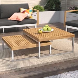 OUTLIV. Hawaii Loungetische 2er Set Edelstahl/Teak