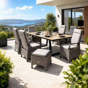 LC Garden Komido Gartenmöbel-Set L 6 verstellbar (Plätze) Tisch 200x100cm