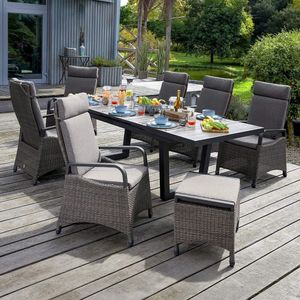 LC Garden Komido Gartenmöbel-Set L 6 verstellbar (Plätze) Tisch 200/260x100cm