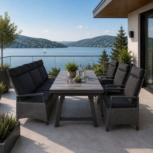 LC Garden Keramo Gartenmöbel-Set L verstellbar 6 (Plätze) Tisch 200x100cm
