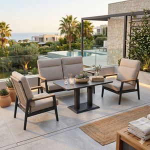Siena Garden Cortina Loungeset verstellbar inkl. OUTLIV. Lifttisch Aluminium/Rope/Polypropylen
