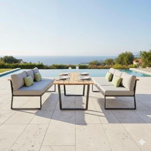 LifestyleGarden Jimmy Dininglounge Tisch 216x98,5cm Aluminium/Olefin