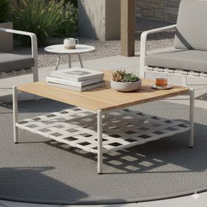 Stern Francis Loungetisch Aluminium/Gurtbespannung/Teak