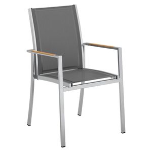 OUTLIV. Oviedo Stapelsessel Edelstahl/Textilene mit Teakarmlehnen