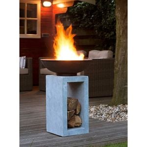 OUTLIV. Feuerschale auf Säule Clayfibre