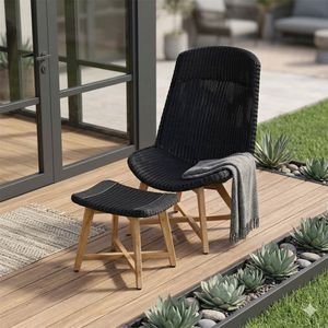 OUTLIV. Clovelly Loungesessel inkl. Hocker Teak/Polyrattan