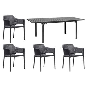Nardi Net Gartenmöbel-Set 5-tlg. Tisch 140/210x100cm