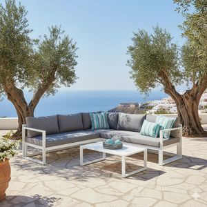 Best Rhodos Ecklounge inkl. Loungetisch Aluminium/Sensotex