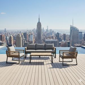 OUTLIV. New York City Loungeset inkl. Loungetisch Aluminium/Akazie/Spun Polyester