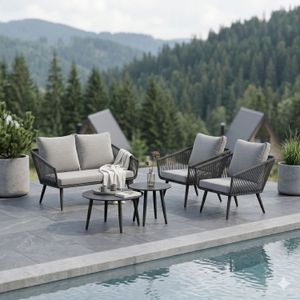OUTLIV. Alex Loungeset inkl. Loungetische Aluminium/Rope/Olefin