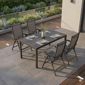 MWH Elements Gartenmöbel-Set M verstellbar (4 Plätze) Tisch 160x90cm