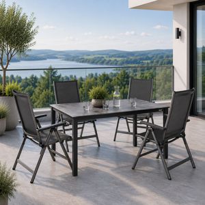 MWH Elements Gartenmöbel-Set M verstellbar (4 Plätze) Tisch 160x90cm