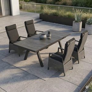 LC Garden Keramo Gartenmöbel-Set M verstellbar (4 Plätze) Tisch 160/210x100cm