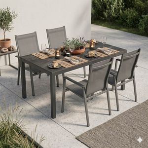 MWH Elements Gartenmöbel-Set M (4 Plätze) mit OUTLIV. Tisch 160x90cm