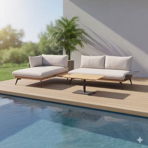 LifestyleGarden Pearl Ecklounge inkl. Loungetisch Aluminium/Teak/Olefin