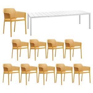 Nardi Net Gartenmöbel-Set 11-tlg. Tisch 210/280x100cm