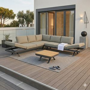 Zebra Sky Ecklounge verstellbar inkl. Loungetisch Aluminium/Sunproof