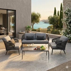 Interliving 7013 Loungeset inkl. Loungetisch Aluminium/Rope/Olefin