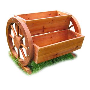 Habau Pflanzgefäß mit Wagenrad Holz
