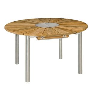 Zebra Catax Ausziehtisch oval 135/185x135 cm Edelstahl/Teak