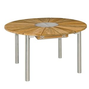 Zebra Catax Ausziehtisch oval 135/185x135 cm Edelstahl/Teak