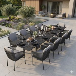 OUTLIV. Ohio Gartenmöbel-Set XXL (10 Plätze) Tisch 200/320x100,5cm