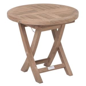 Zebra Poker Beistelltisch Ø50 cm Teak mit Edelstahlbeschlägen