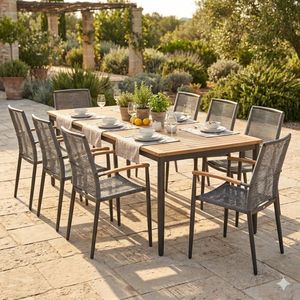LifestyleGarden Topaz Gartenmöbel-Set XL (8 Plätze) Tisch 201x90cm