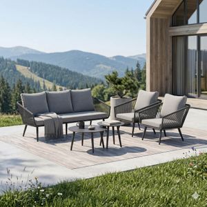 OUTLIV. Alex Loungeset inkl. Loungetische Aluminium/Rope/Olefin