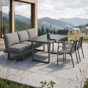 OUTLIV. Atlanta Gartenmöbel-Set L (6 Plätze) verstellbar Tisch 160x90cm