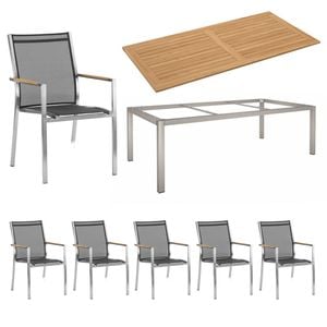 Zebra One Sitzgruppe Stapel 7-teilig Tisch 200cm