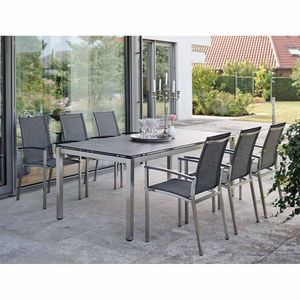 Stern Evoee Stapelsessel-Gartenmöbelset 7-teilig mit Silverstar-Tisch 200x100cm