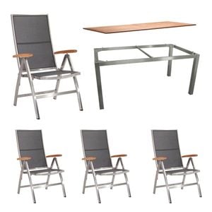 Stern Cardiff Klappsessel 6-teiliges Gartenmöbelset mit Teakholz Tisch 160x90cm