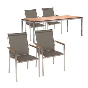 Stern Stapelsessel Cardiff 5-teiliges Set mit Teak Ausziehtisch 160/210x90