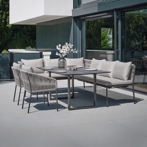 Stern Marla Dininglounge Tisch 160x90cm Aluminium/Rope/Polyacryl