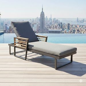OUTLIV. New York City Gartenliege verstellbar Aluminium/Akazie/Spun Polyester