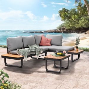 OUTLIV. Madagaskar Ecklounge Aluminium/Akazie/Polyester