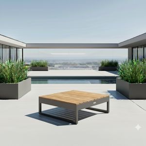 Kettler Ocean Skid Platform Loungetisch 70x70cm Aluminium/Teak