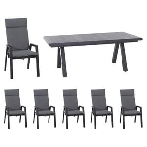 Siena Garden Valencia Gartenmöbel-Set L verstellbar (6 Plätze) Tisch 200/260x100cm