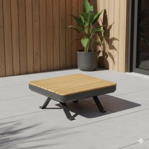 Zebra Sky Loungetisch 70x70cm Aluminium/Teak