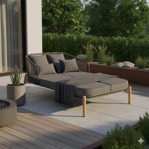 Zebra Pollux Daybed verstellbar inkl. Dekokissen Aluminium/Teak