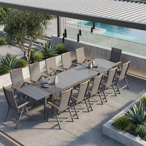 OUTLIV. Jacob Gartenmöbel-Set XXL (12 Plätze) Tisch 266/331/396x110cm