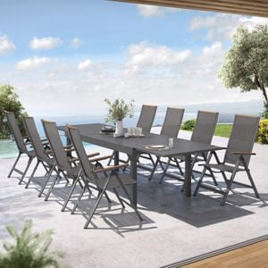 OUTLIV. Jacob Gartenmöbel-Set XL verstellbar (8 Plätze) Tisch 200/320x100,5cm