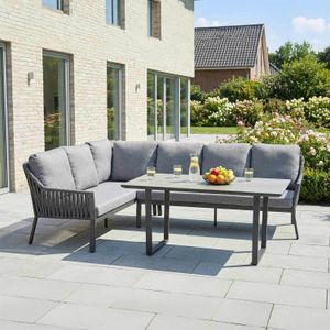 LC Garden Sofano Low Dining Dininglounge Tisch 140x80cm Aluminium/Rope/Olefin