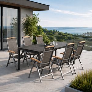Kettler Memphis Gartenmöbel-Set L verstellbar (6 Plätze) mit OUTLIV. Tisch 220x100cm