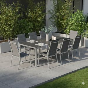 OUTLIV. Melbourne Gartenmöbel-Set XL (8 Plätze) Tisch 220x100cm