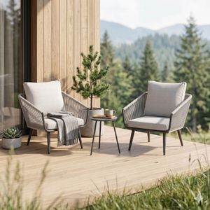 OUTLIV. Alex Loungeset inkl. Beistelltisch Aluminium/Rope/Olefin