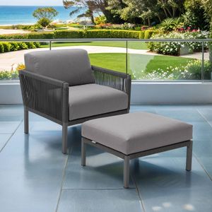 Solpuri Club Loungesessel inkl. Hocker Aluminium/Rope