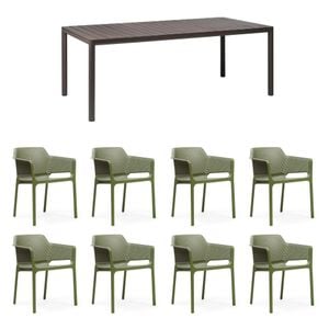 Nardi Net Gartenmöbel-Set XL (8 Plätze) Tisch 211/275x100cm